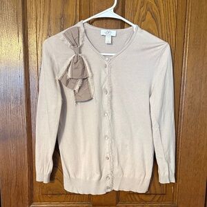 LOFT Women's Lilac Cardigan with Bow Detail